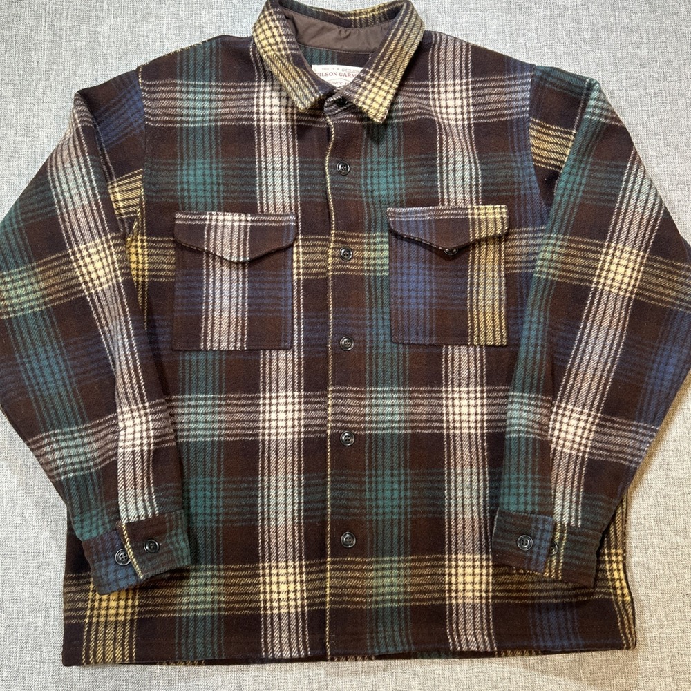 Filson Wool Jac Shirt 2XL Black Coffee Multi Plaid Mackinaw Jacket USA